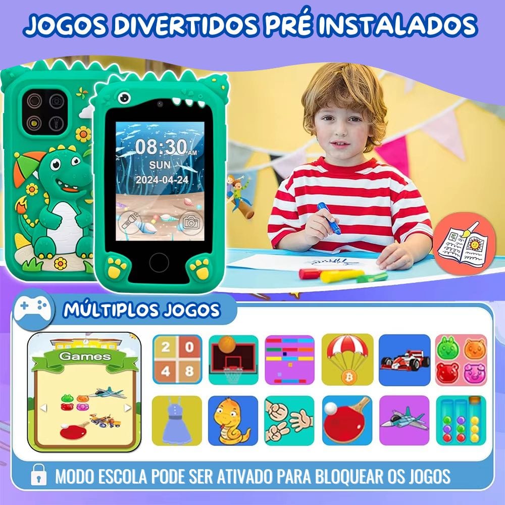 Celular Infantil Interativo Com Câmera e Jogos - Kids Phone