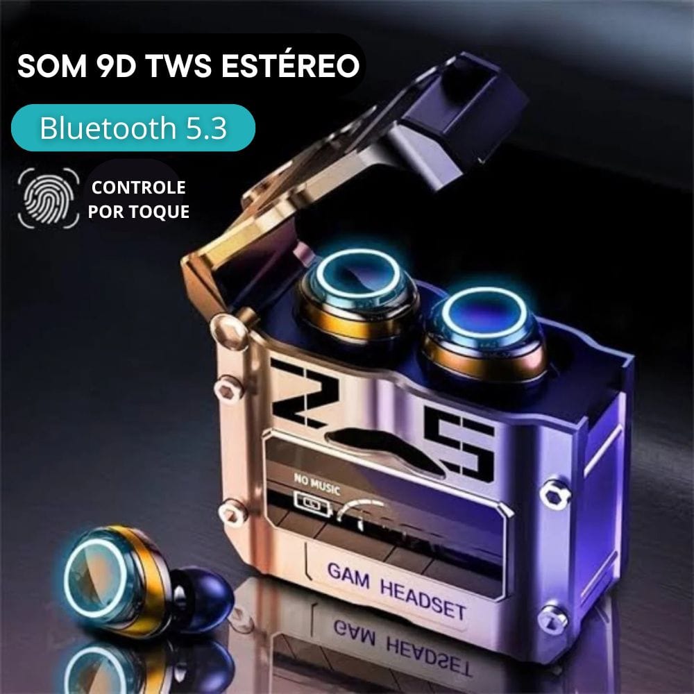 Fone De Ouvido Esportivo TWS Estéreo Sem Fio Bluetooth 5.3 Com LED - Game Headset M25